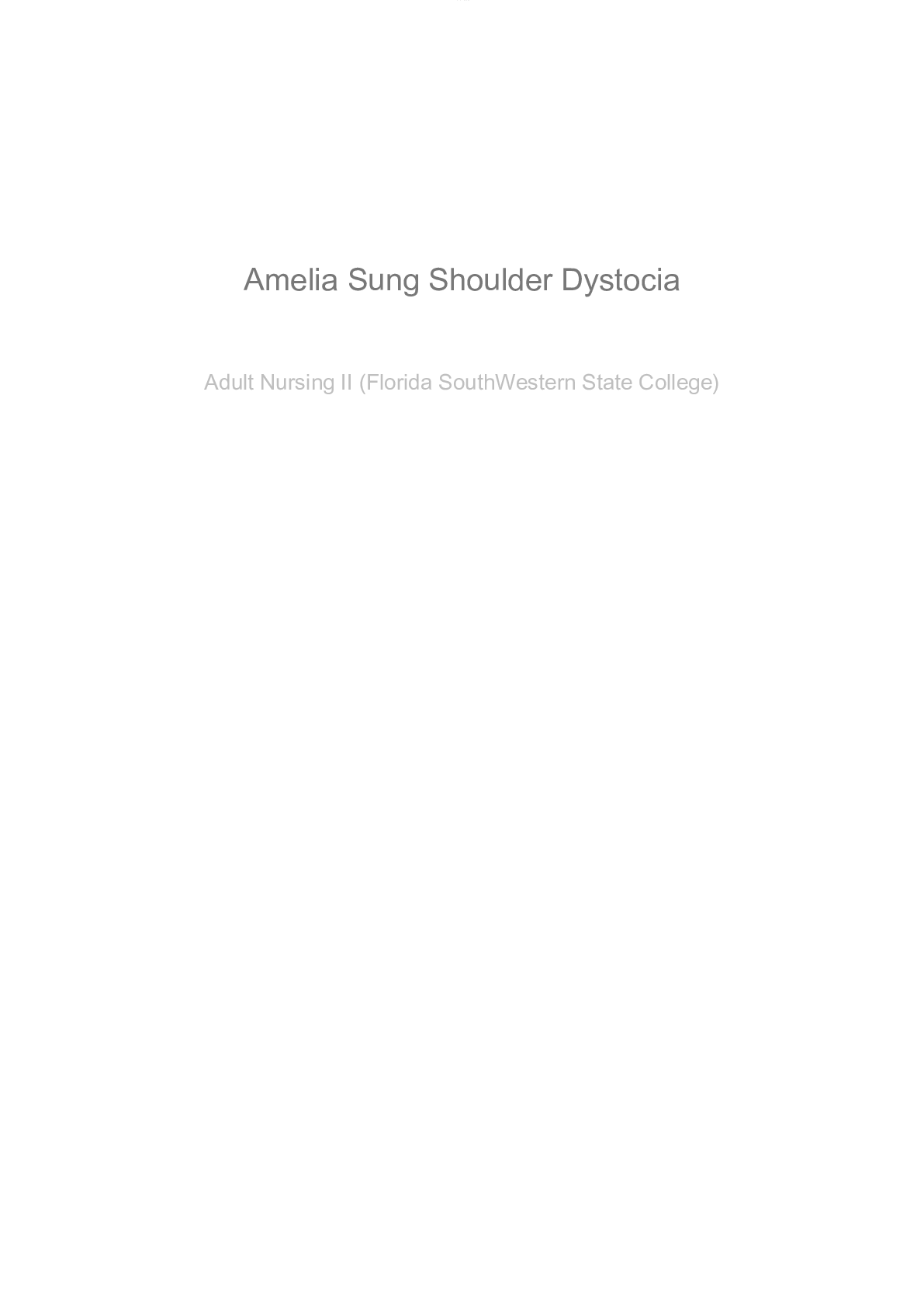 Preview image for Amelia Sung- Shoulder Dystocia